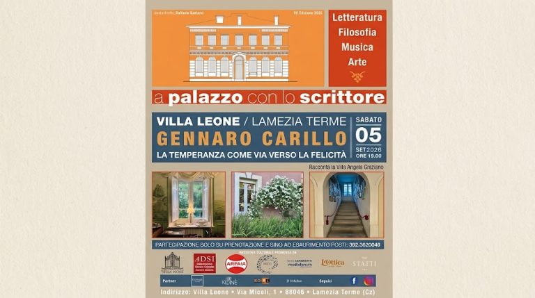 locandina a palazzo con lo scrittore