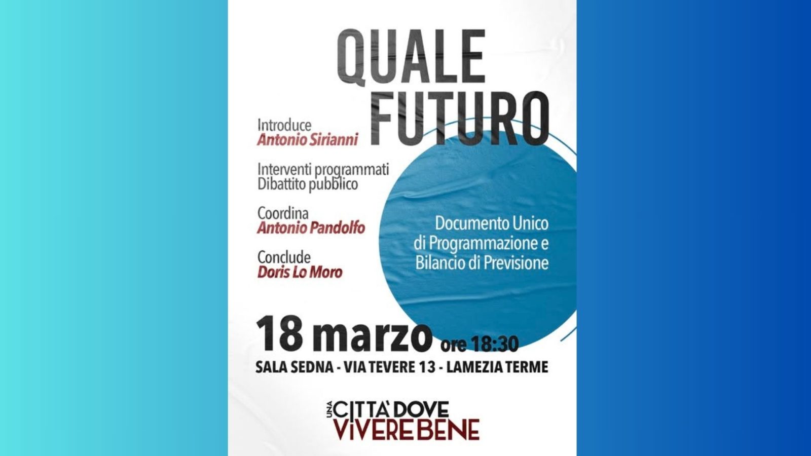 locandina una città dove vivere bene